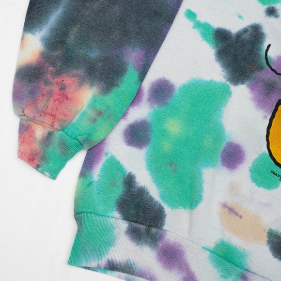 Vtg Double Sided Tie Dye Peanuts Sweatshirt Snoopy Joe Cool Woodstock XL 70s 80s - Picture 5 of 8